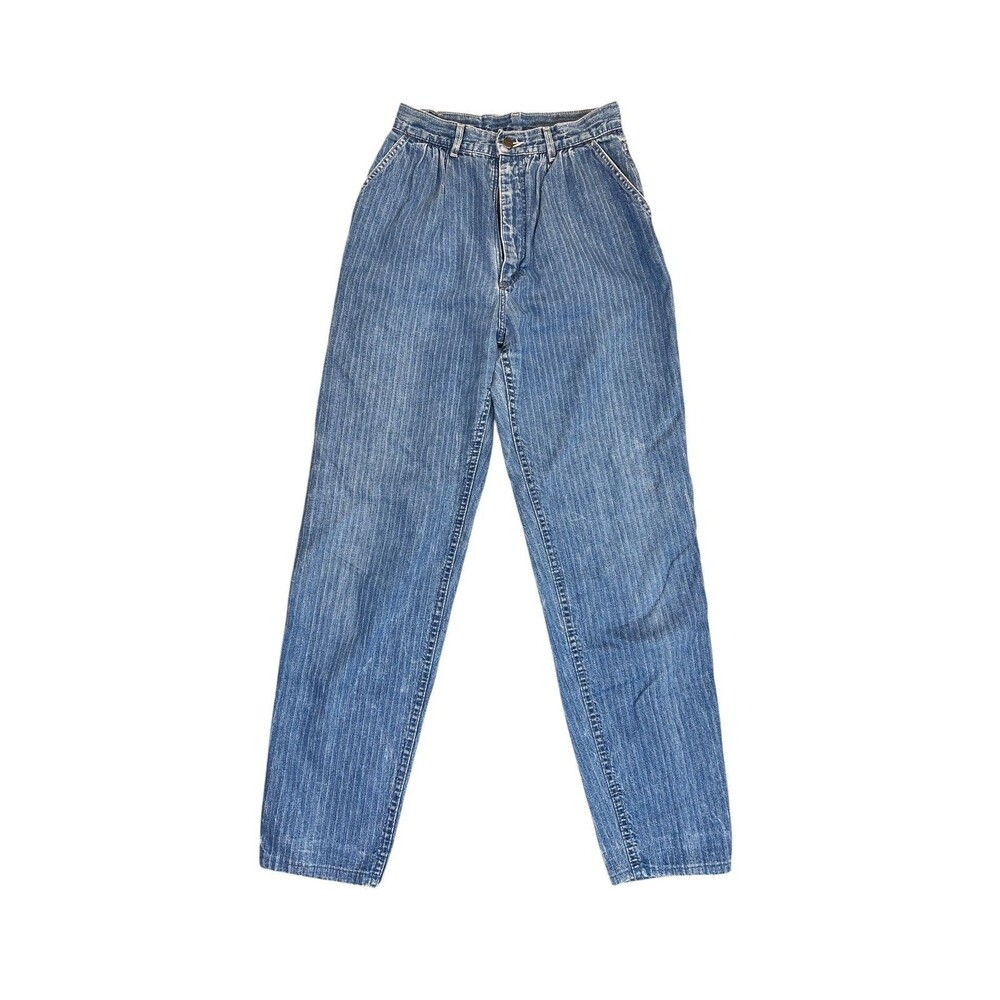 Lee Vintage Pinstripe Pleated Mom Jeans Tapered Light Wash Women’s 24